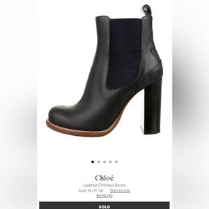 Chloe Dark Blue Leather Chelsea Boots 8Sz IT38